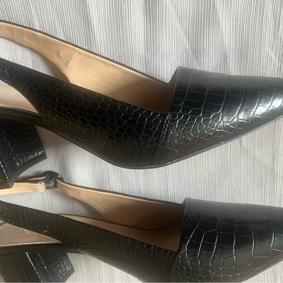 Franco Sarto Black Block Heel Black  Slingback 11M - Picture 6 of 8